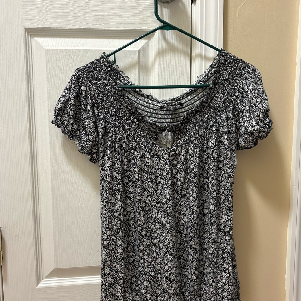 Lucky Brand Black and White Floral Blouse